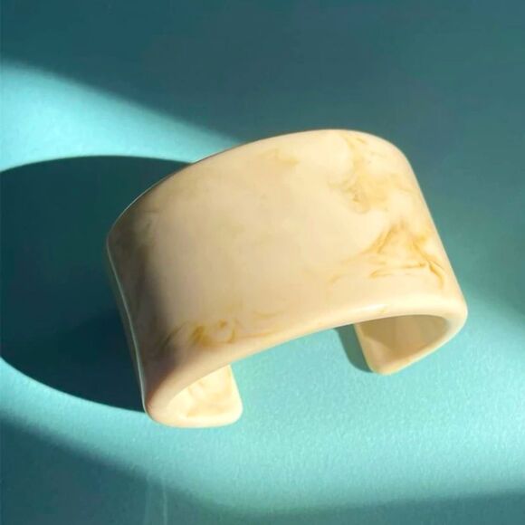 Beach Vacay Resort Bohemian Marble Minimalist Cuff Bangle - Picture 1 of 6